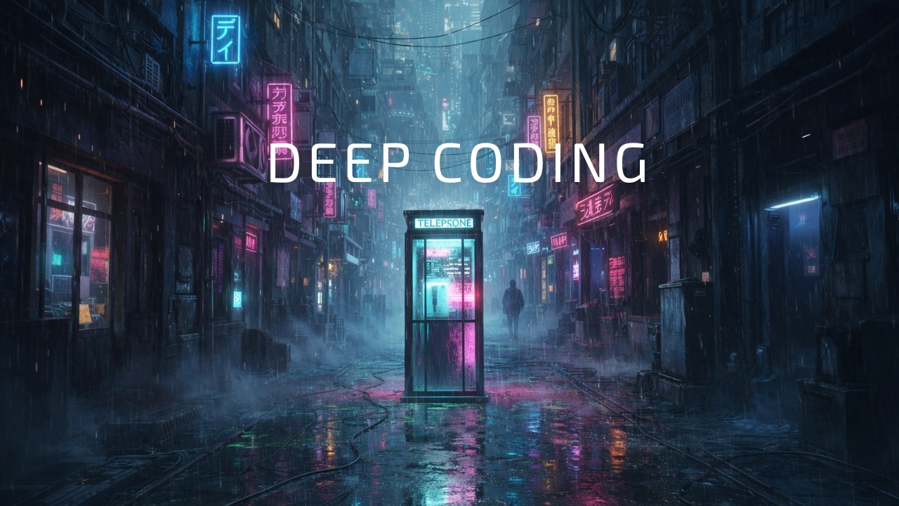 Deep Coding – Neon Alley Phone Booth Ambient | 15 MIN
