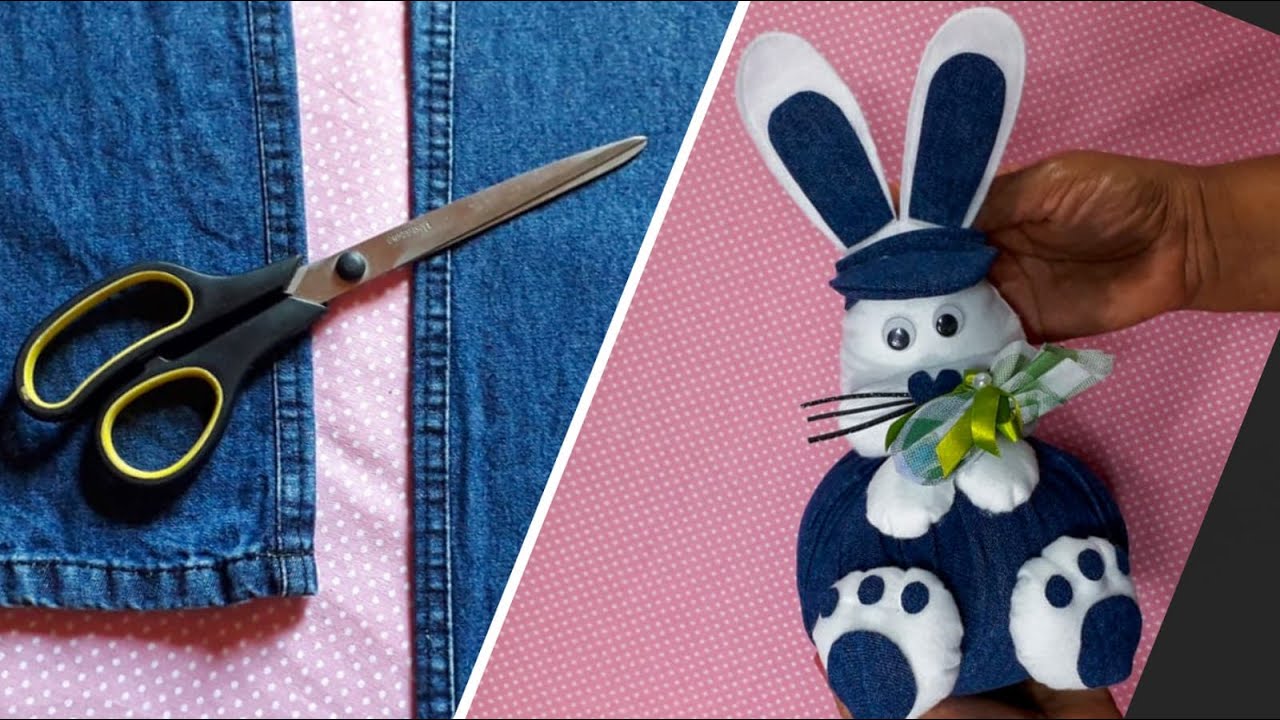 Peso de porta Coelhinho - Feito com Jeans