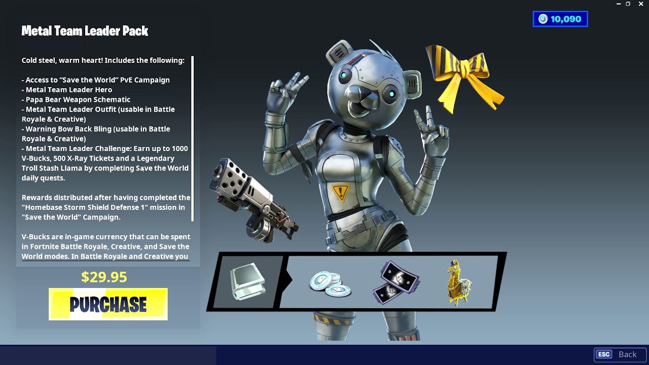 Fortnite how to get metal team leader and papa bear