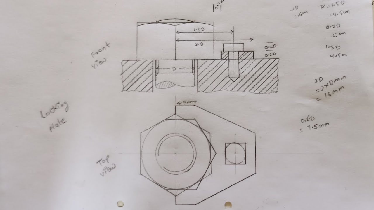 locking plate || engineering drawing locking plate || hexagonal nut