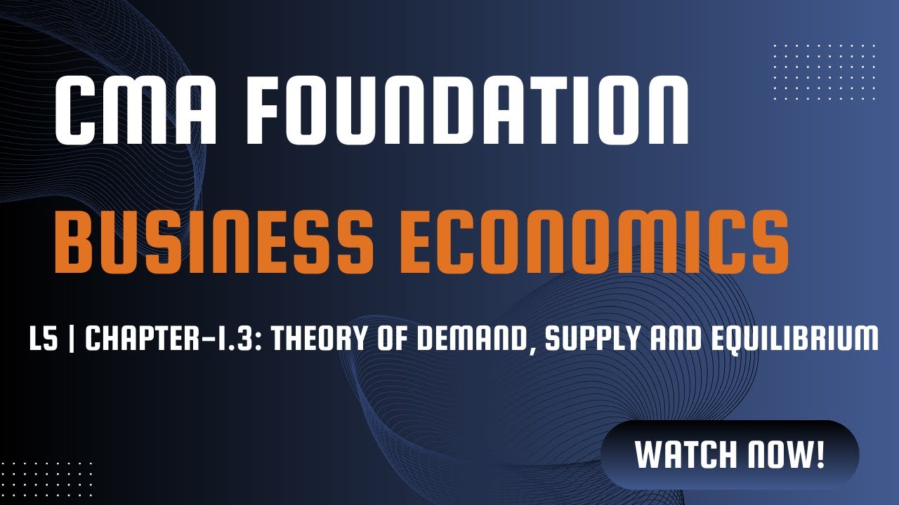 L5 | 1.3: Theory of Demand, Supply and Equilibrium | 2024 | CMA Foundation