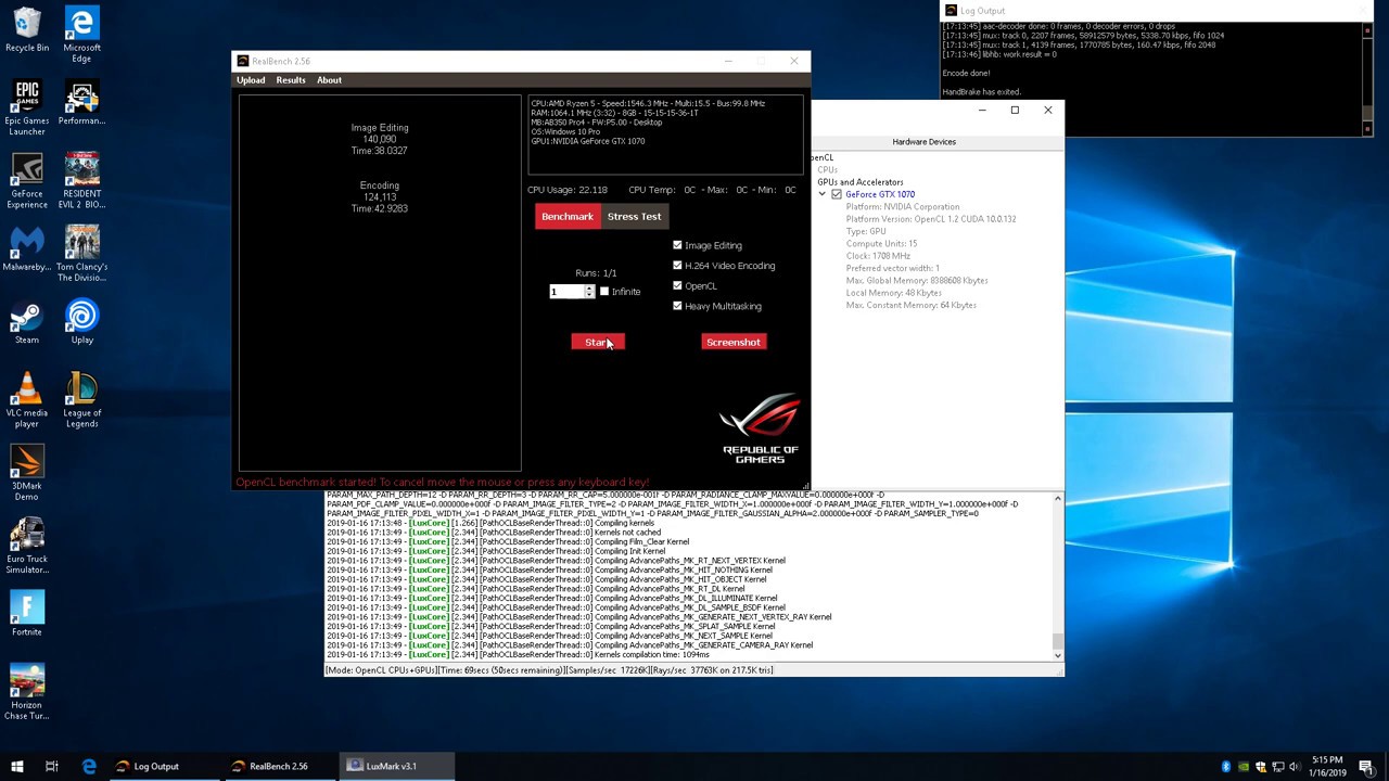RealBench Benchmark Test - $680 Budget Gaming / Video Editing PC - Ryzen 5 2600, GTX 1070