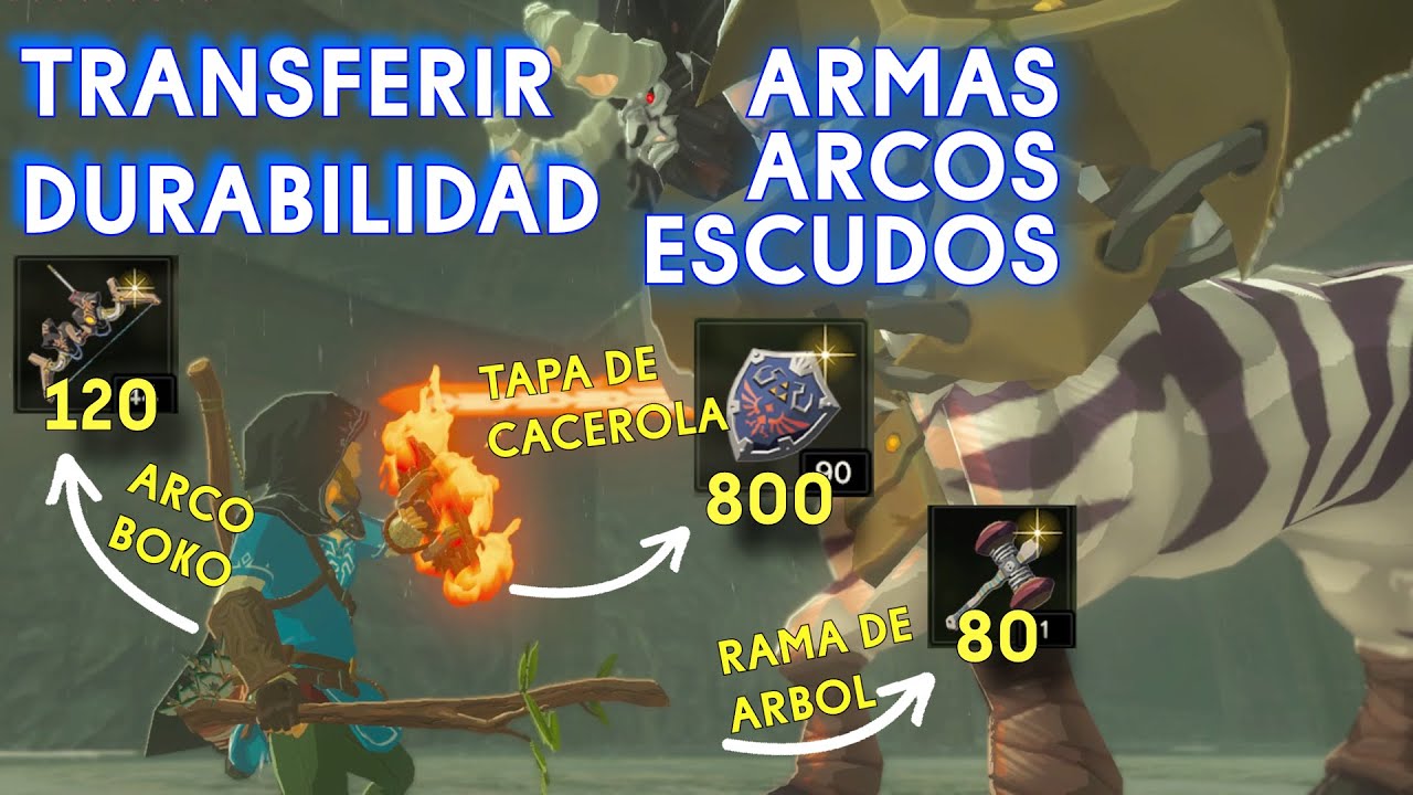 Transferir durabilidad entre armas en Zelda Breath of the wild