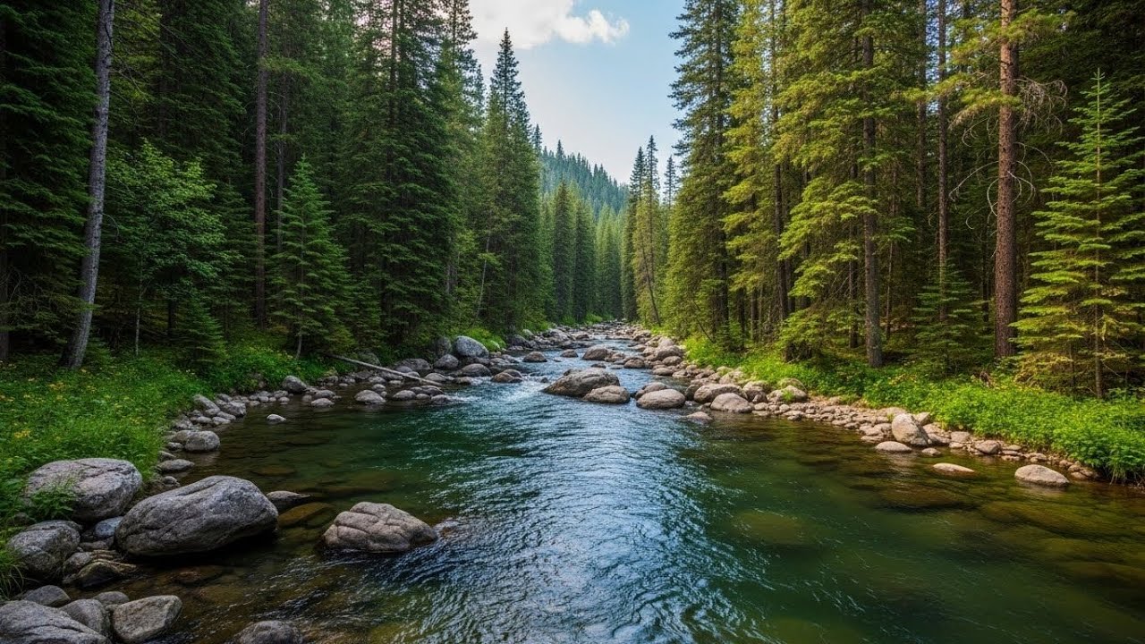 Peaceful River and Forest Ambience 🌊🌲 Flowing Water and Trees for Deep Sleep #2710
