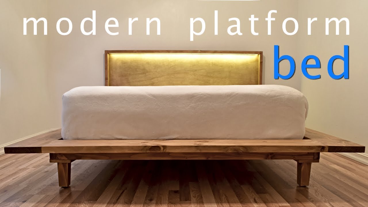 How to Build a Modern Platform Bed w/ Lights | Queen Bed | DIY