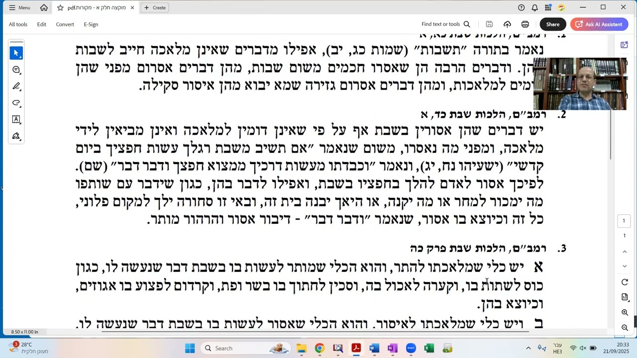 שיעור בנושא מוקצה חלק א': הקדמה, וכלי שמלאכתו לאיסור