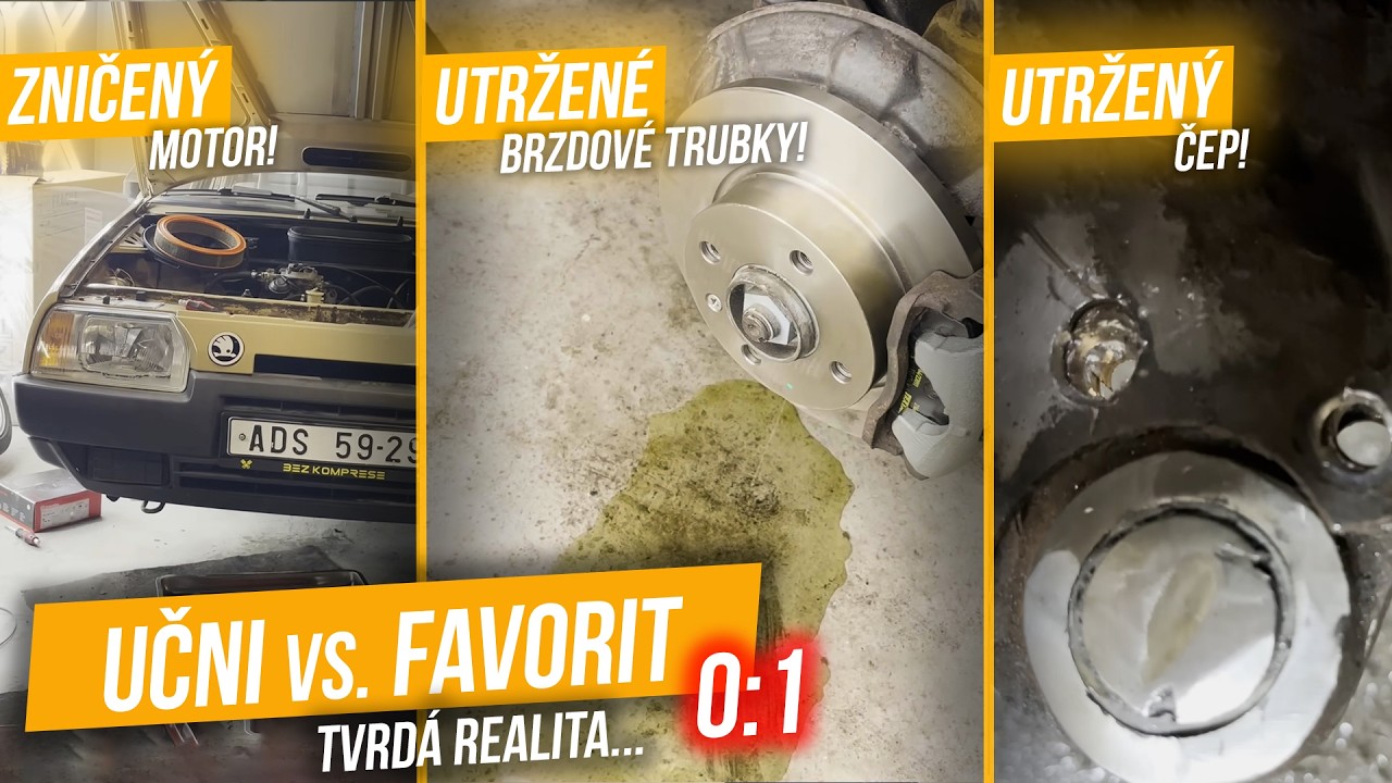 Učni vs. &Scaron;koda Favorit 💥 Utržen&eacute; brzdy, zničen&yacute; motor! ➡️ Tvrd&aacute; realita učen&iacute; v praxi 🔧