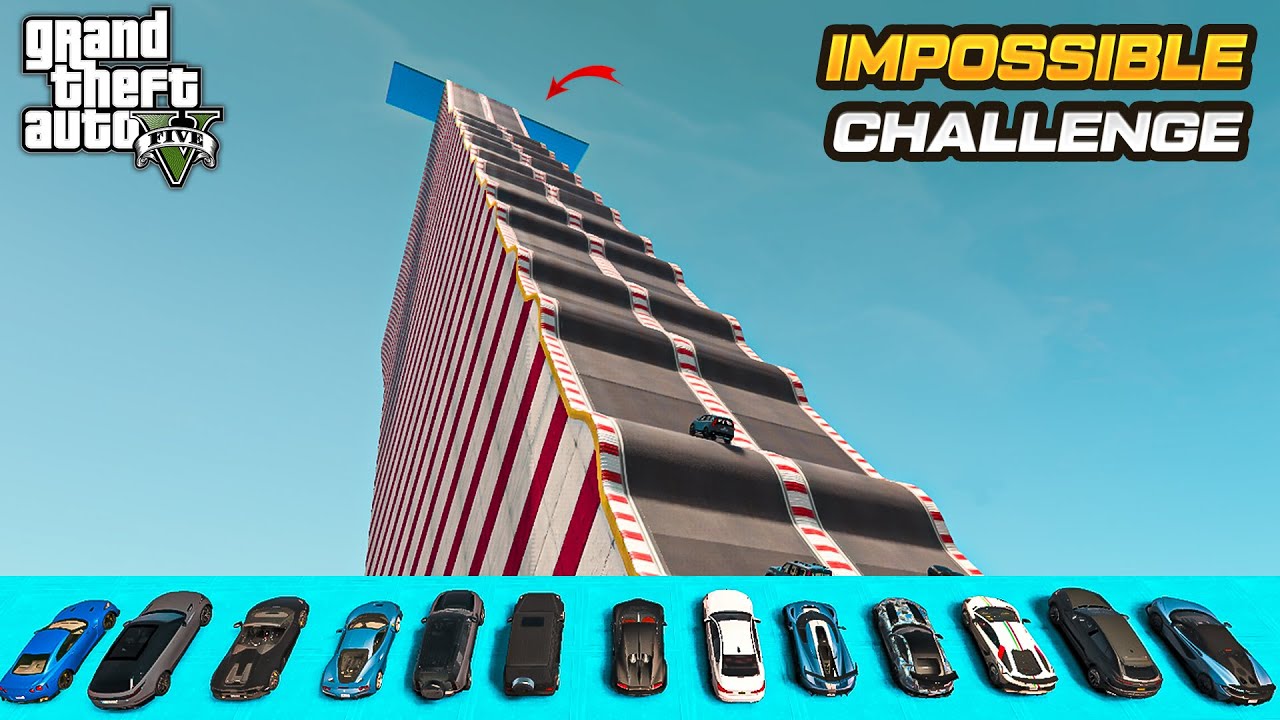 Super Cars vs Crazy Ramp : GTA 5 | IMPOSSIBLE Climb Challenge | GTA 5 Hindi