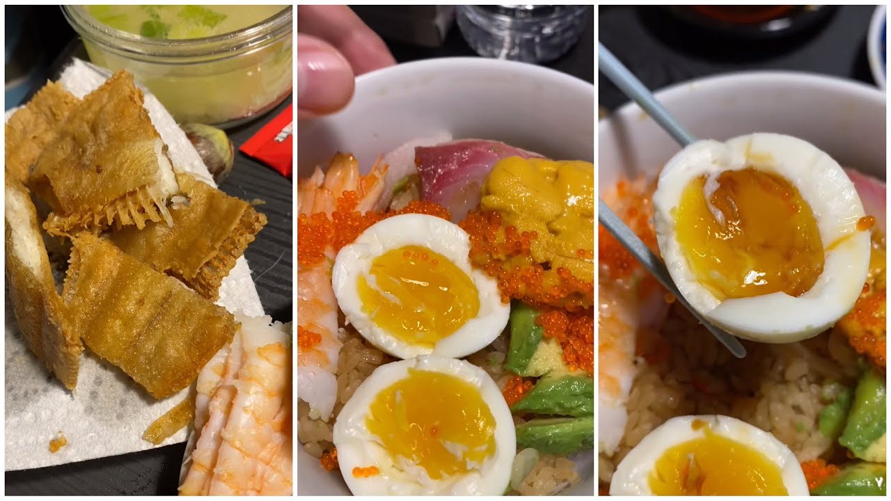 😋Savoring Sashimi, Crispy Fish Fry, and a Perfectly Runny Egg: A Culinary Delight!! 🥰