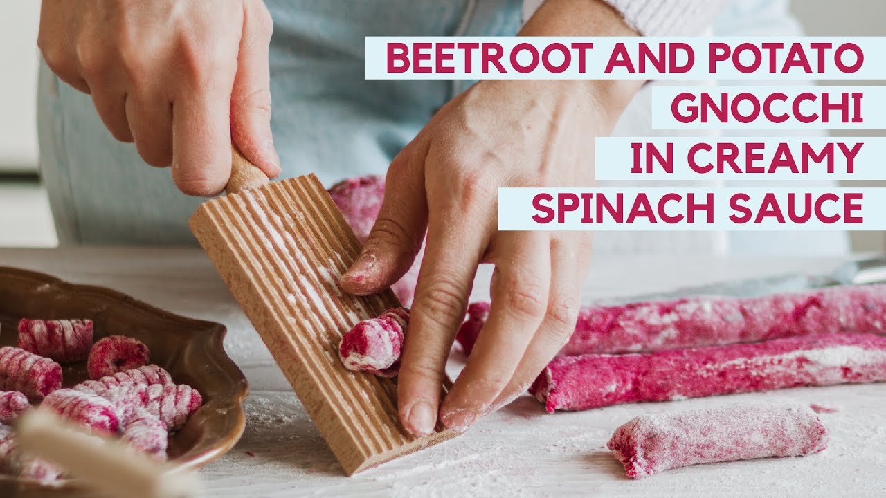 Homemade Beetroot Gnocchi in Spinach Sauce