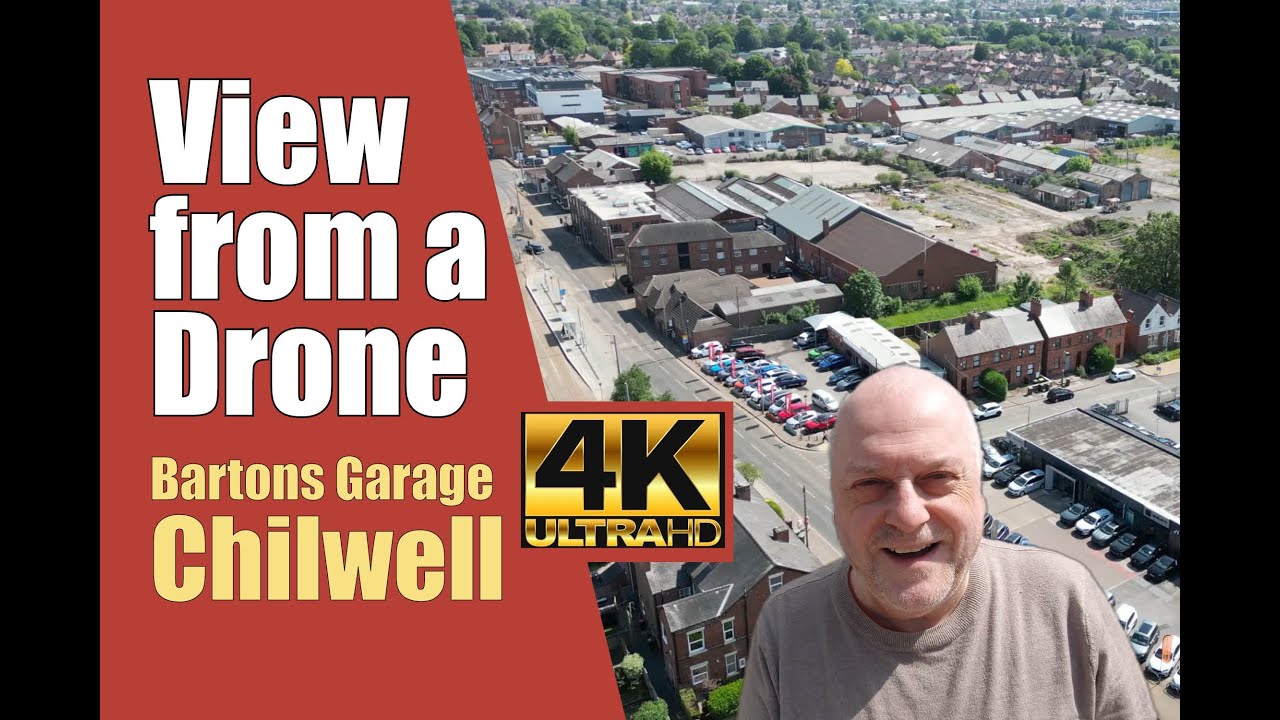Droning around The Garage, High Road, Chilwell, near Beeston, Nottinghamshire ///using.duck.slick