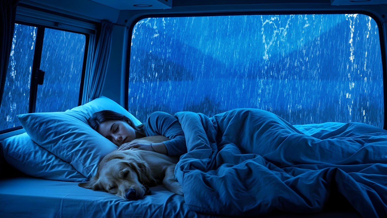 🌩️Heavy Storm & Rain in a Cozy Car at Midnight 🚗 Sleep