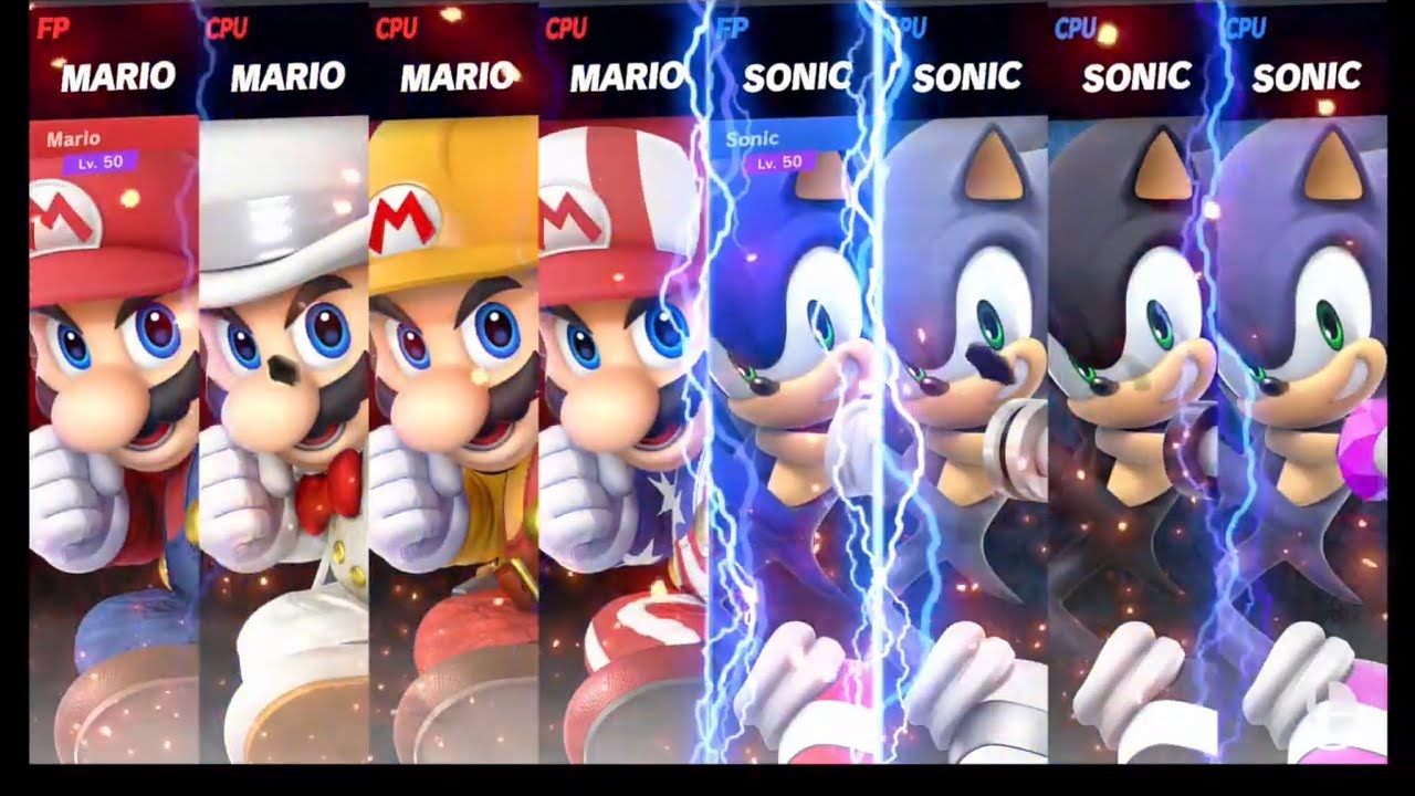 Super Smash Bros Ultimate Amiibo Fights   Request #6877 4 Mario vs 4 Sonic