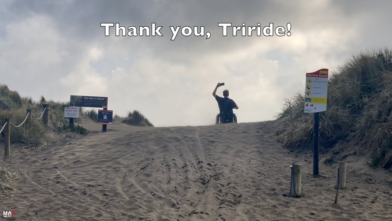 Muriwai Surf Club. Thick Sand. Wheelchair. Too Easy, by MaxAbility.