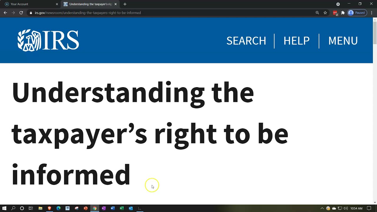 IRS Tax Tip-Understanding the taxpayer&rsquo;s right to be informed
