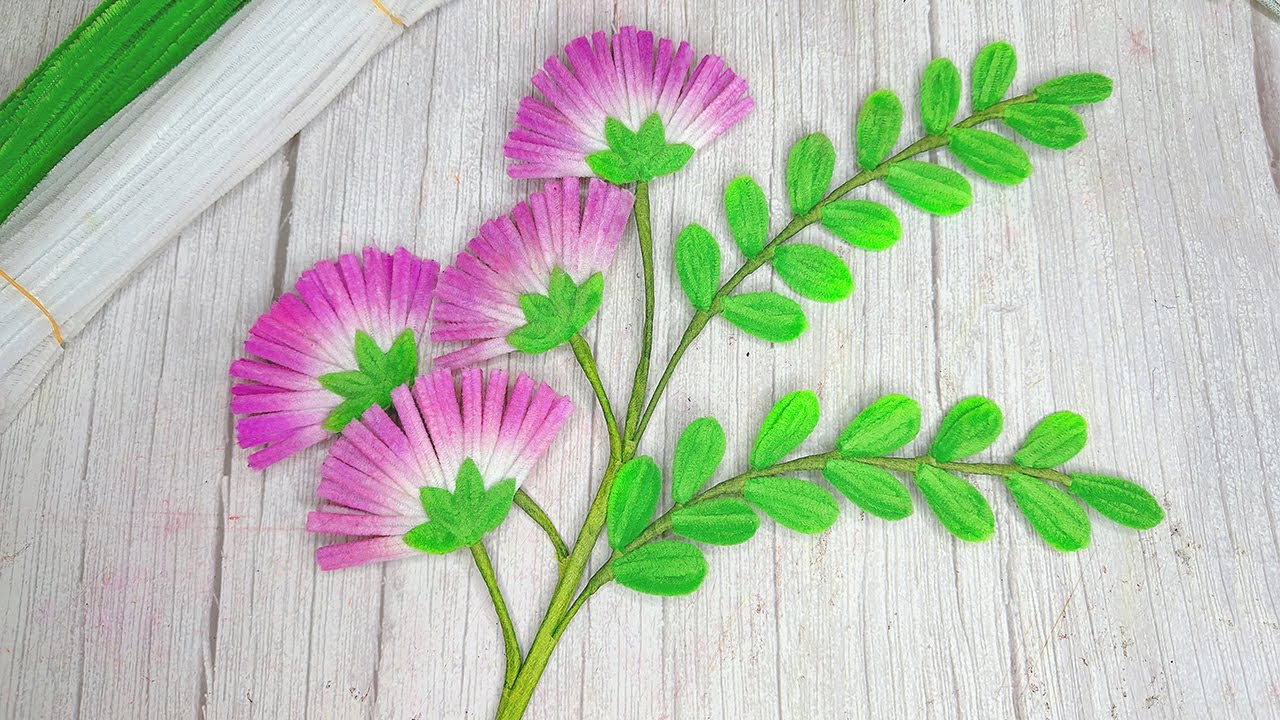 Easy to do! How to make beautiful Albizia flower From pipe cleaner | Chenille stems flowers Crafts