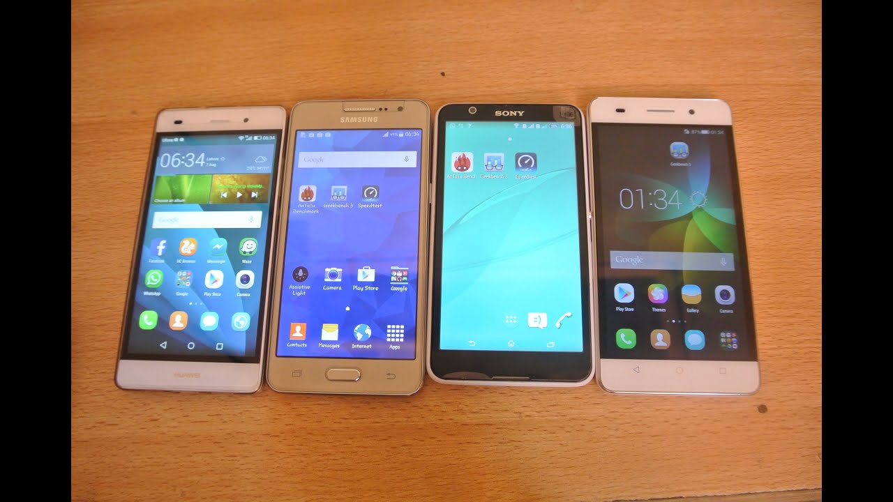 Huawei P8 Lite vs Galaxy Grand Prime vs Xperia E4 vs Honor 4c - Geekbench 3 Benchmark Test