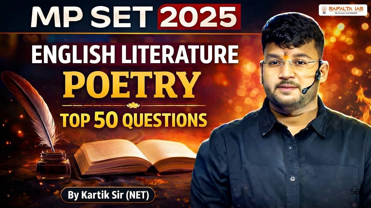 MP SET 2025 English Literature Poetry | Top 50 Most Important Questions | Kartik Sir NET