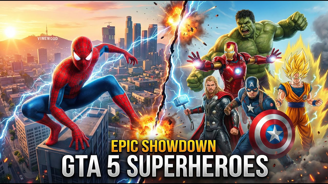 Gta 5 Spiderman vs Red Hulk, venom team and yellow spiderman, red minion gameplay who is win ?