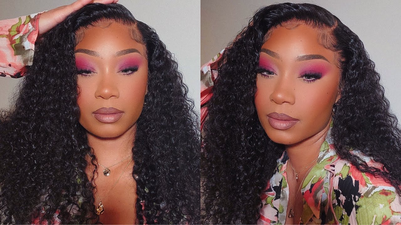 HOLIDAY BERRY SOFT GLAM MAKEUP LOOK |  FLAWLESS CURLY HD LACE WIG INSTALL | OMGHERHAIR CO.