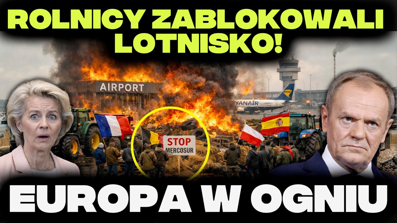 BUNT rolników na LOTNISKACH i AUTOSTRADACH! EUROPA płonie przez MERKOSUR