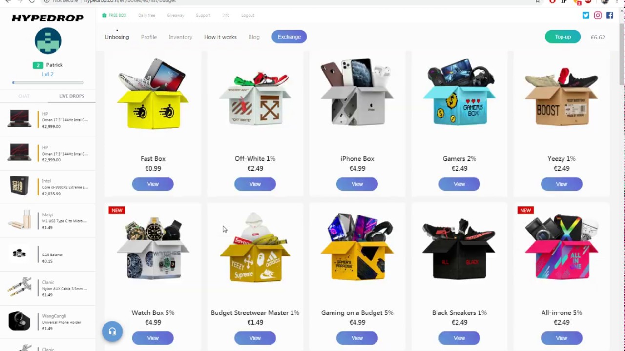online mystery boxes by HypeDrop!