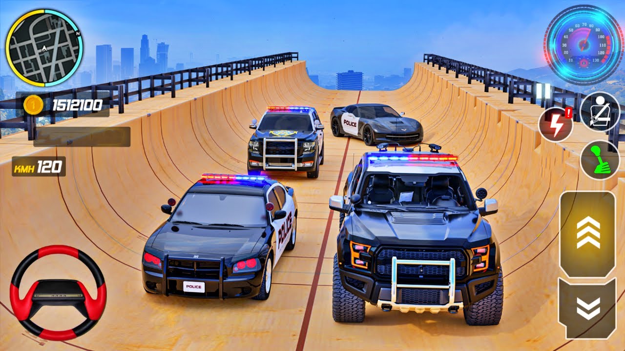 Car Stunts Racing Simulator - SUV Police Car Flying Ramp Driving - Android Sim Games