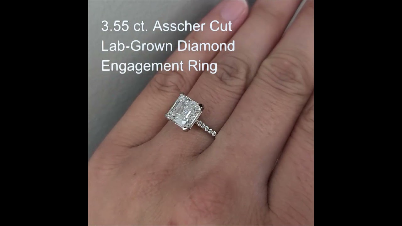 3 55 ct. Asscher Cut Lab Grown Diamond Engagement Ring