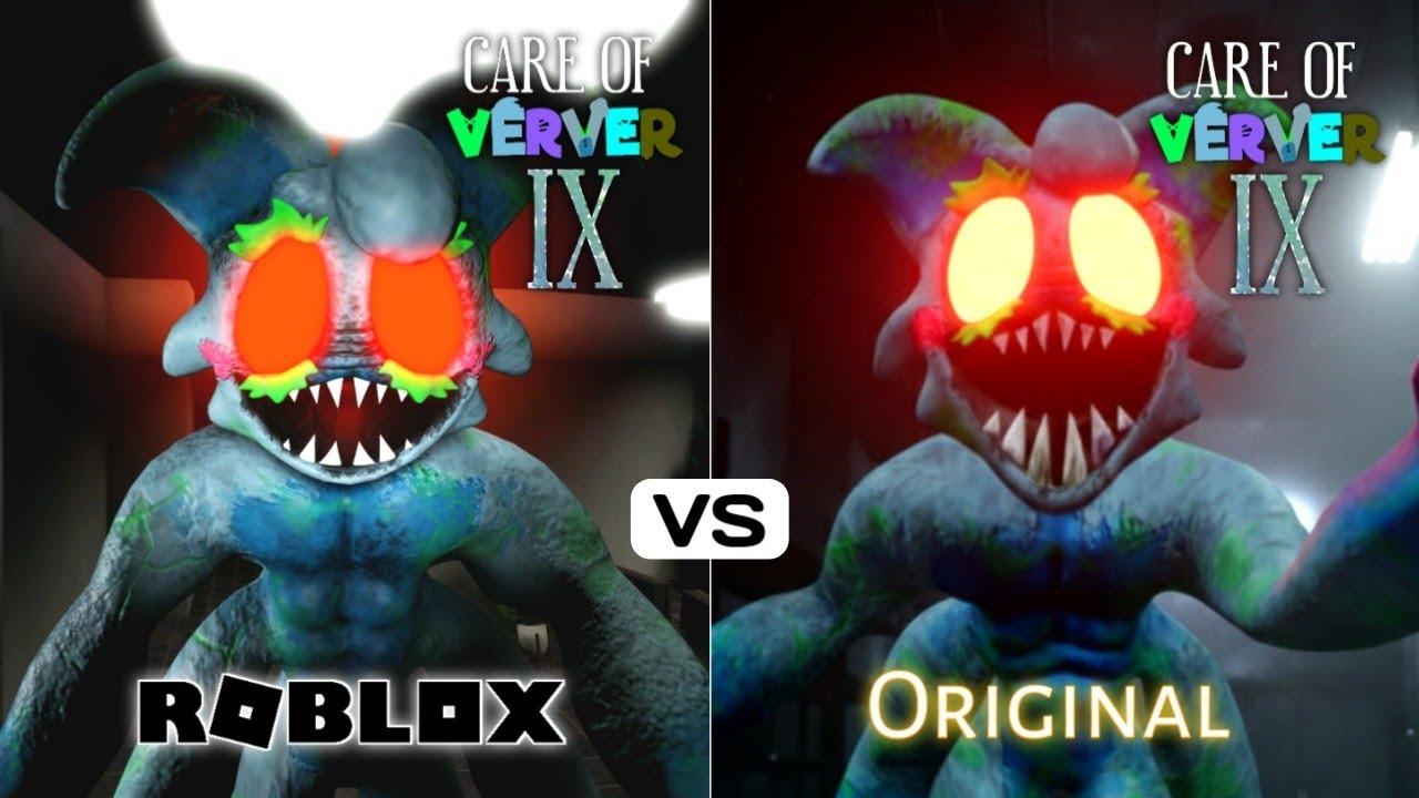 CARE OF VERVER 9 (ROBLOX vs ORIGINAL) CHASES AND JUMPSCARES + ENDING COMPARISON