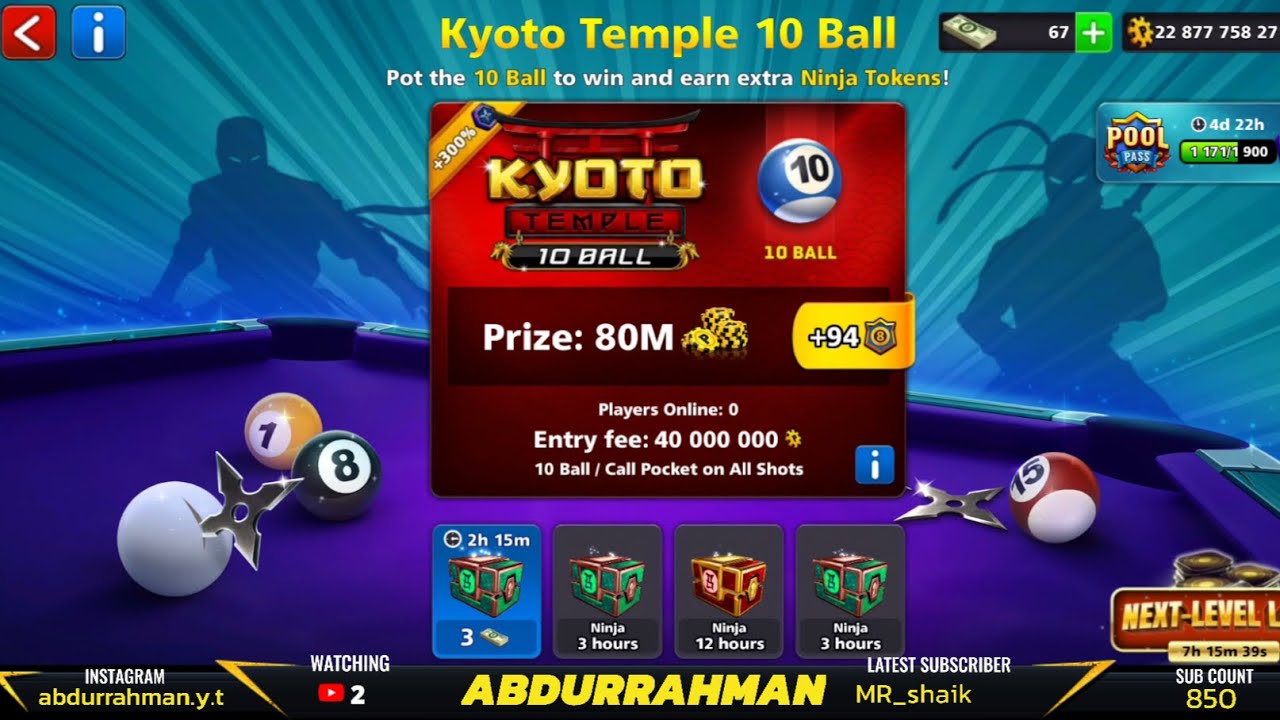 10 BALL KYOTO TEMPLE  Table 8 Ball Pool Live Gameplay