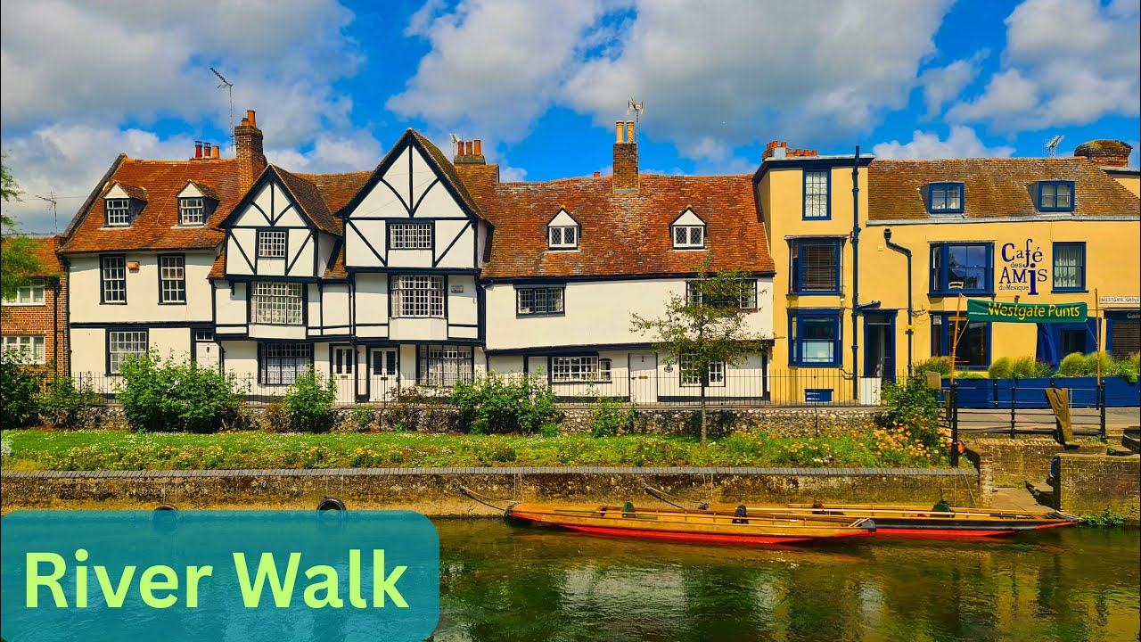 Canterbury river walk - from Westgate Gardens to Chartham [4K] ENGLAND