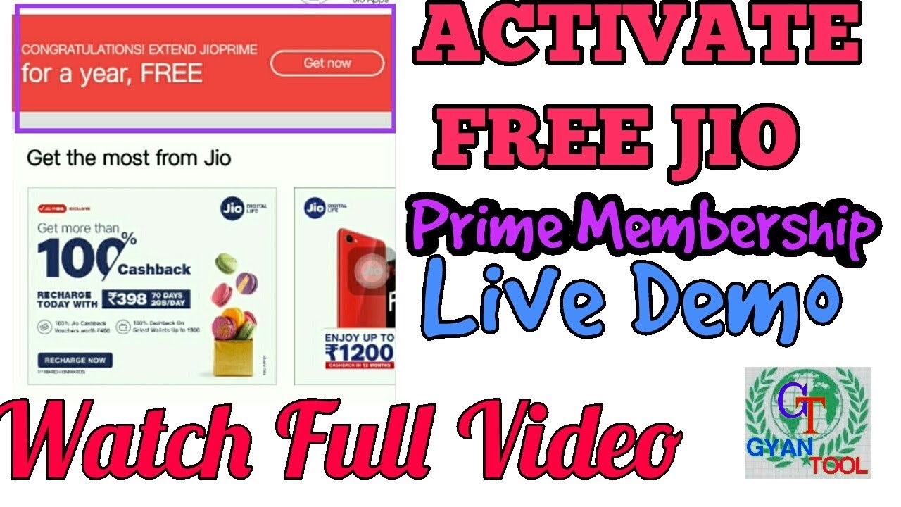 Activate FREE Jio Prime Membership|| for one year subscription||by GyanTool