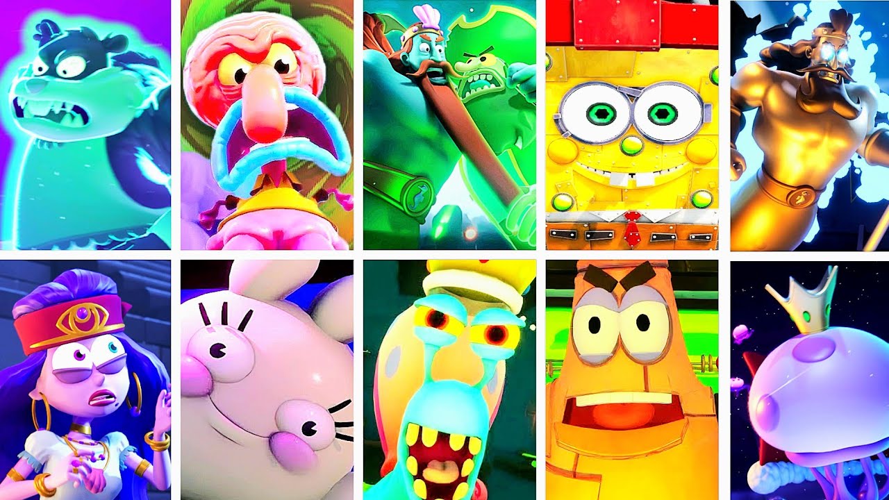 SpongeBob Trilogy - All Boss Fights & Endings (4K)