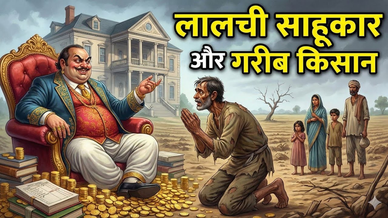 | लालची साहूकार और गरीब किसान | Hindi Story | Hindi Kahaniya | Moral Stories | cartoon Story