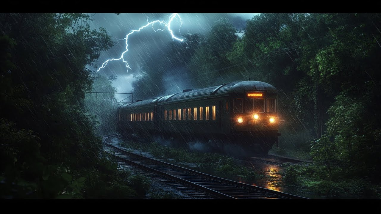 Som de Chuva e Trovoadas - Barulho de Chuva Forte no Trem Noturno para Relaxar e Dormir