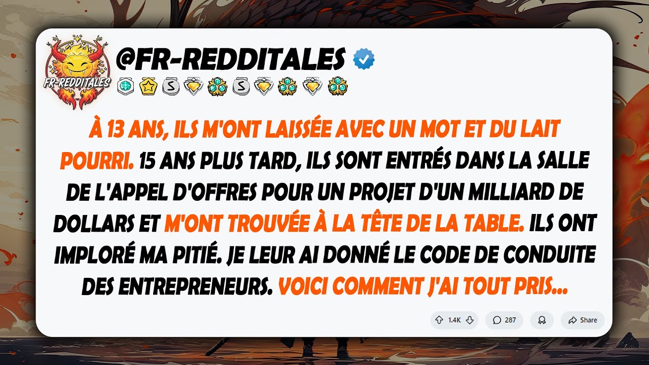 À 13 ans, ils m'ont laissée avec un mot et du lait pourri. 15 ans plus tard, ils sont entrés dans...