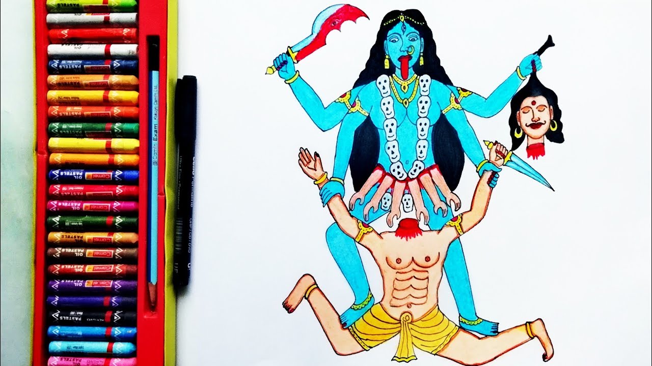 How to Draw Kali Mata Easily | Mahakali Mata Drawing | by Drawing Art
