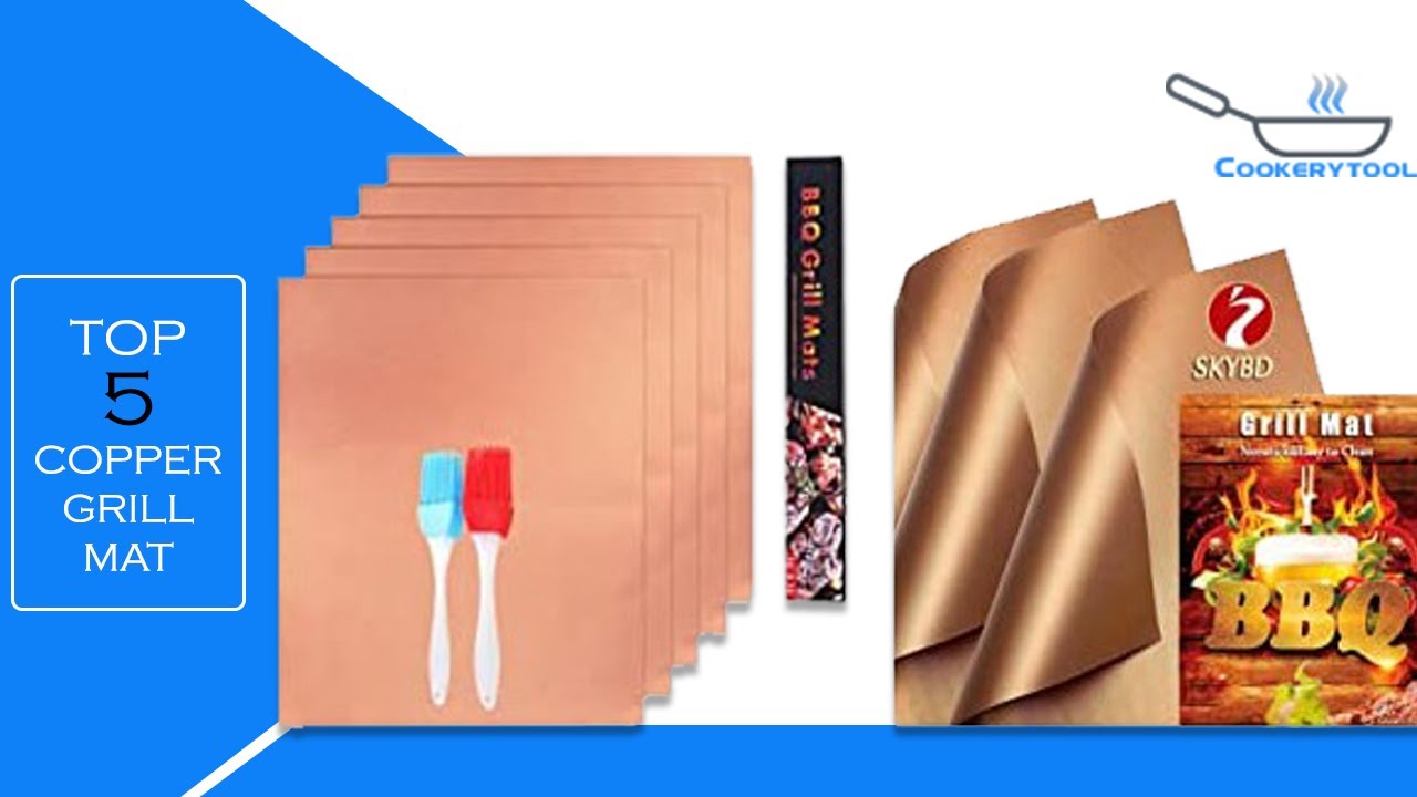 5 BEST COPPER GRILL MAT SET WITH 2 FREE BRUSH FOR BBQ, BAKE