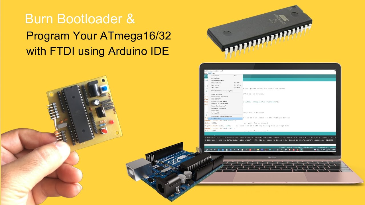 Запишите загрузчик и запрограммируйте ATmega16/32 с помощью Arduino IDE, используя программатор F...