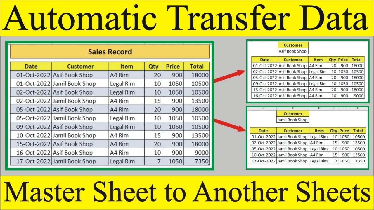 Automatic Transfer Data From Master Sheet to Another Sheets in Excel | MRB Tech Solutions