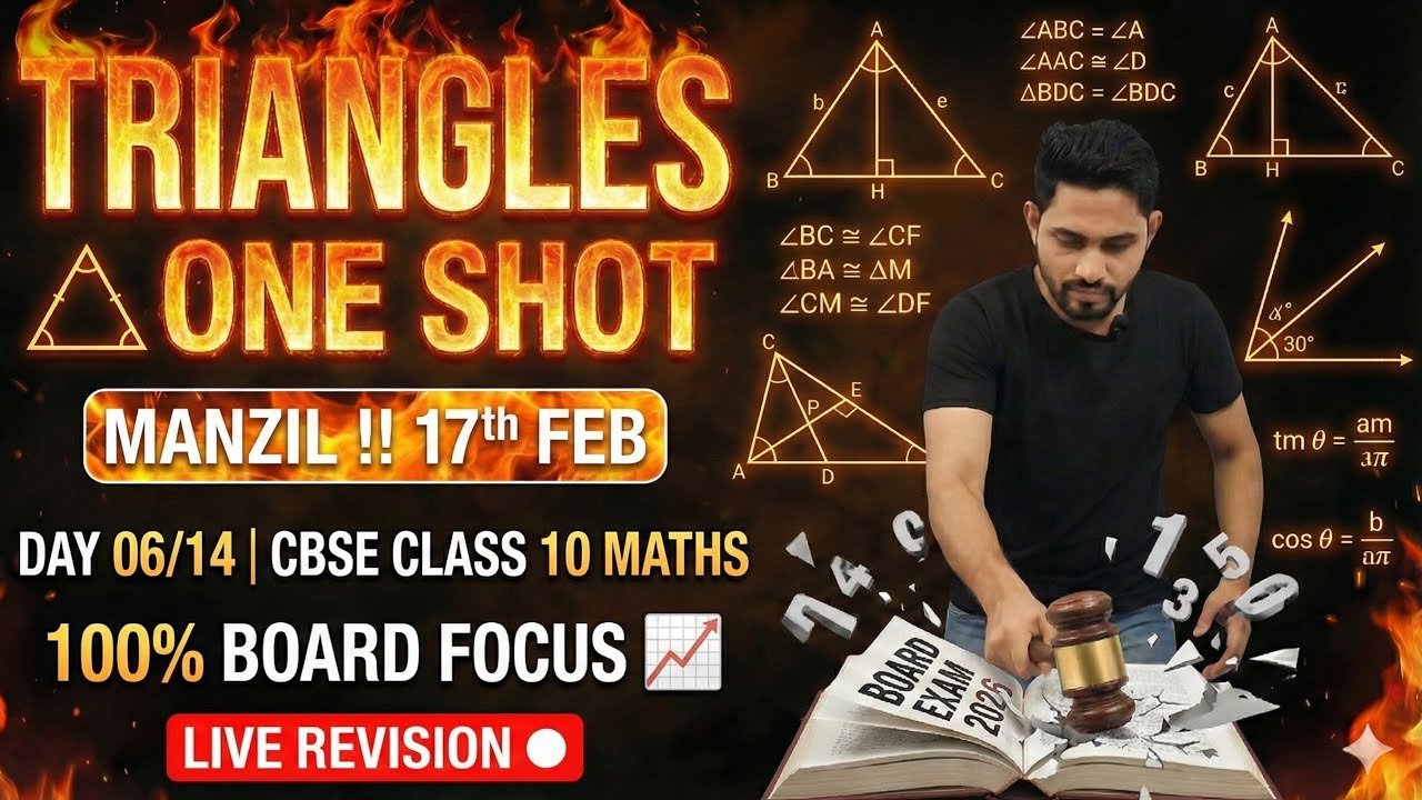 10 Maths | TRIANGLES One Shot Revision 🔺 | Day 06/14 | 100% Concept + Questions#class10 #triangles