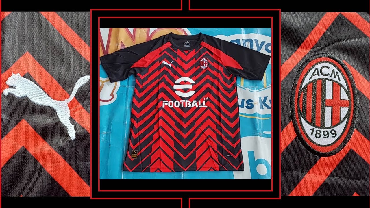 #12 #DETAIL JERSEY AC MILAN PREMATCH 23/24 (GRADE ORI) / FANS VERSION ⚫️🔴