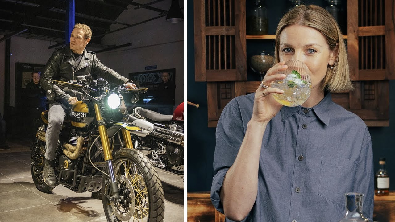 Sam Heughan & His Custom Bike, Caitriona Balfe FMN Gin + Graham McTavish in Spartacus