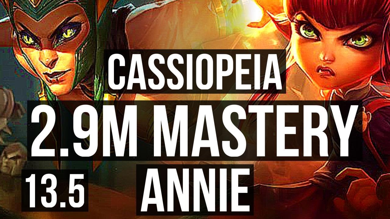 CASSIOPEIA vs ANNIE (MID) | Rank 4 Cassio, 2.9M mastery, 11/2/7, Godlike | TR Grandmaster | 13.5