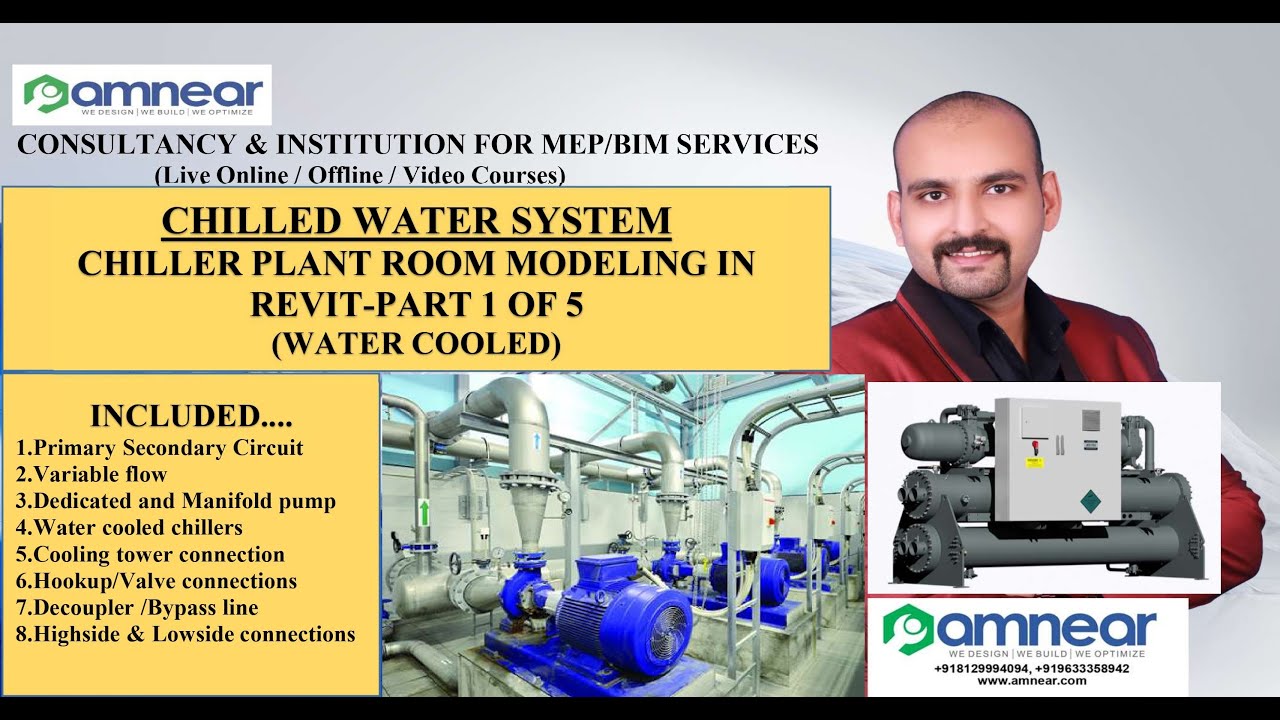 WATER COOLED CHILLER PLANT ROOM MODELING IN REVIT|PART 1 OF 5|BIM MODELING|REVIT MEP|HVAC|AMNEAR|BIM