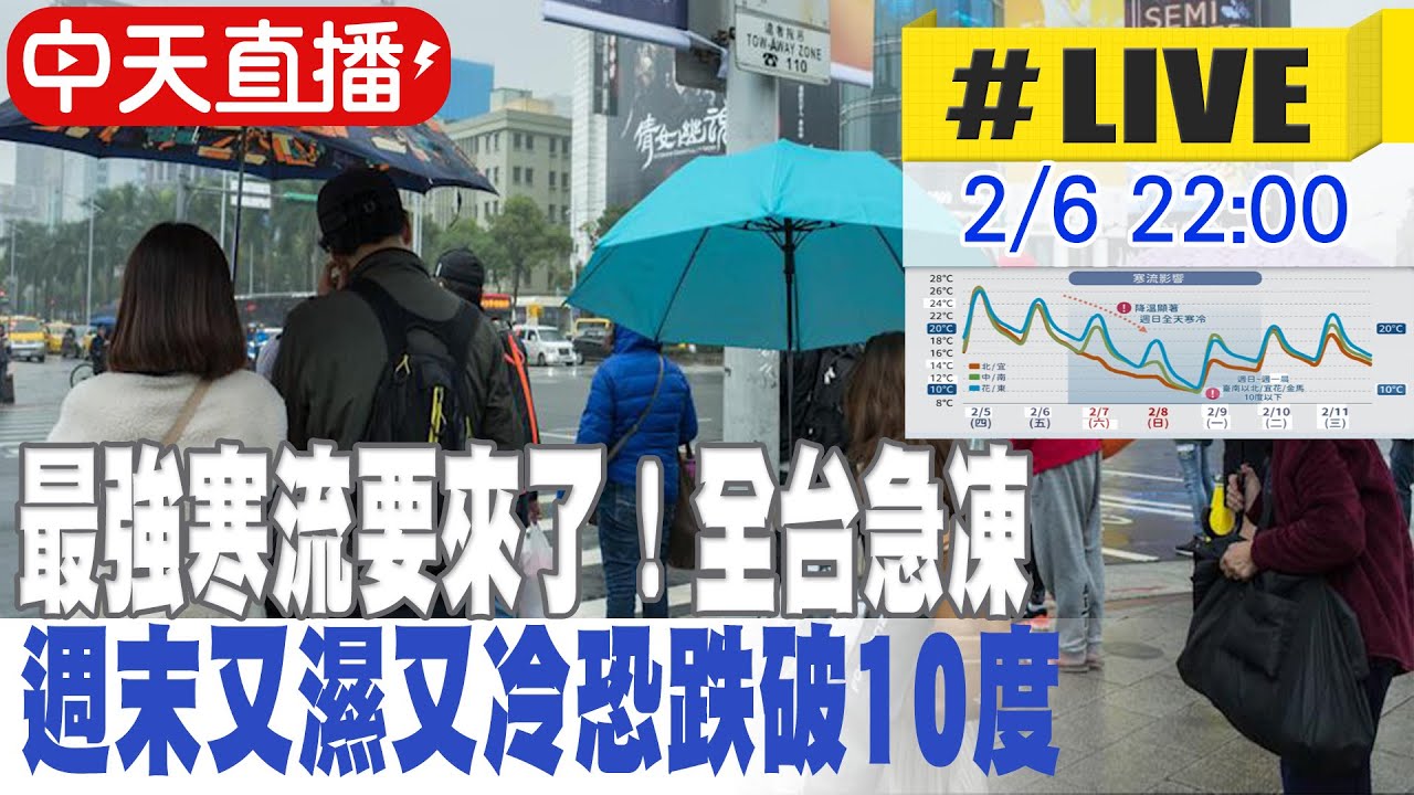 【中天直播 #LIVE】最強寒流要來了！全台急凍 寒流級降溫「一次降15度」 2026206 @中天新聞CtiNews