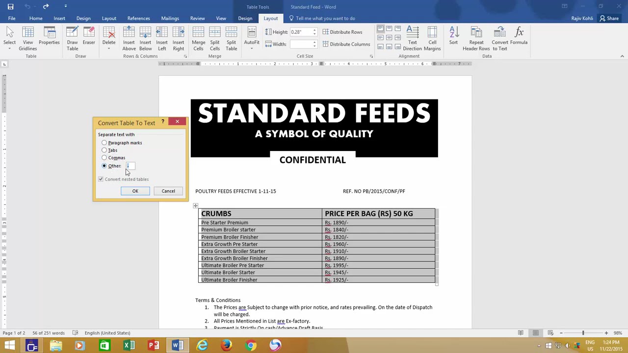 How To Convert Table to Text in Microsoft Word Tutorial - Lesson 22