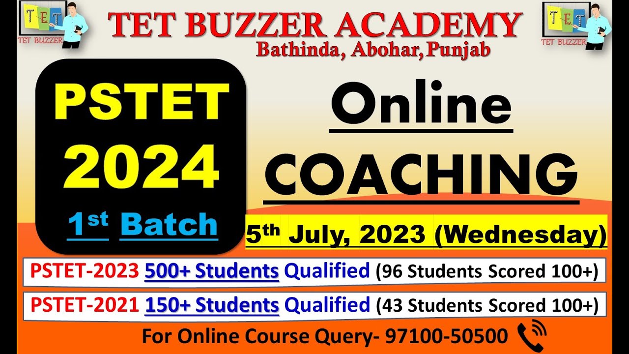 PSTET 2024 Online Coaching|| New Paid Batch-1|| 5th July|| TET BUZZER, Bathinda, Abh (97100-50500)