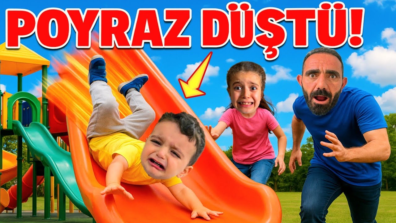 POYRAZ ELİF PARKTA KAYDIRAKTAN DÜŞTÜ EYVAH!!