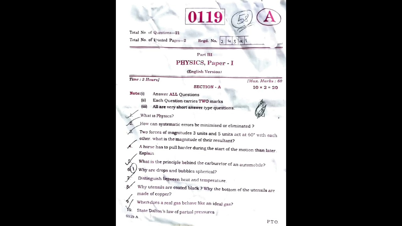 inter physics first year 2024 board exam question paper ts